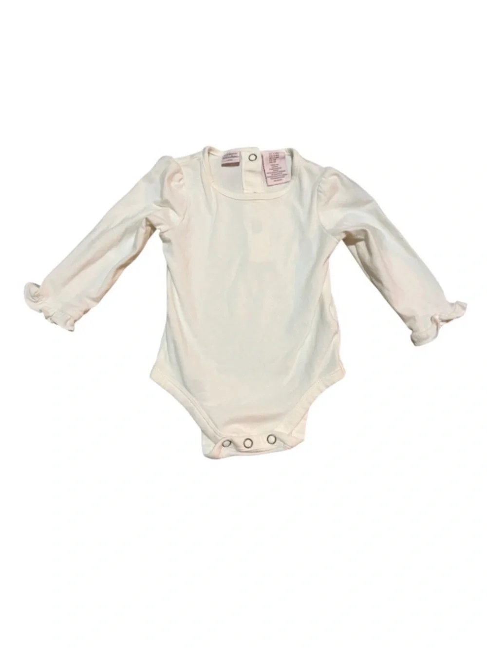 Classic Long-Sleeve White Baby One-Piece Bodysuit with Ruffle Sleeves